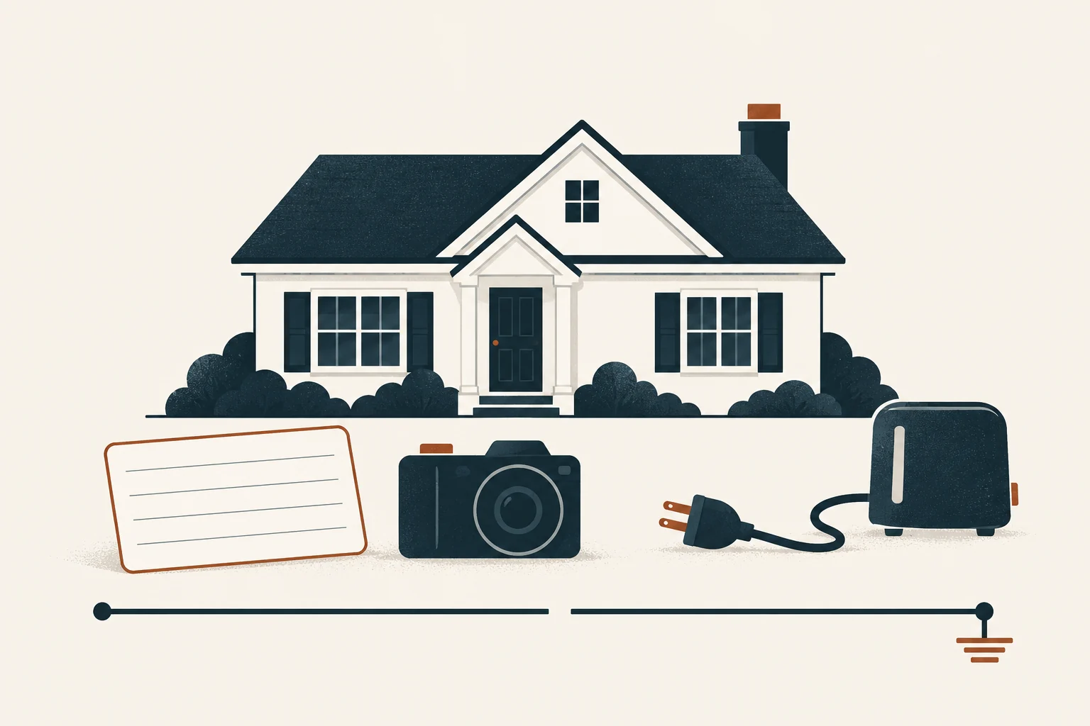 Homeowner documenting appliance and surge protector status from a safe distance after a power disturbance.